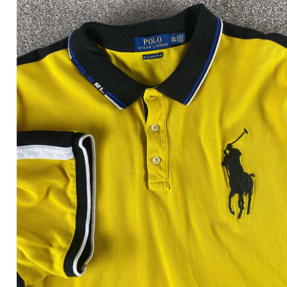 Polo Ralph Lauren Mens XXL Big Pony Classic Fit Yellow Polo Shirt Polo RL Logo